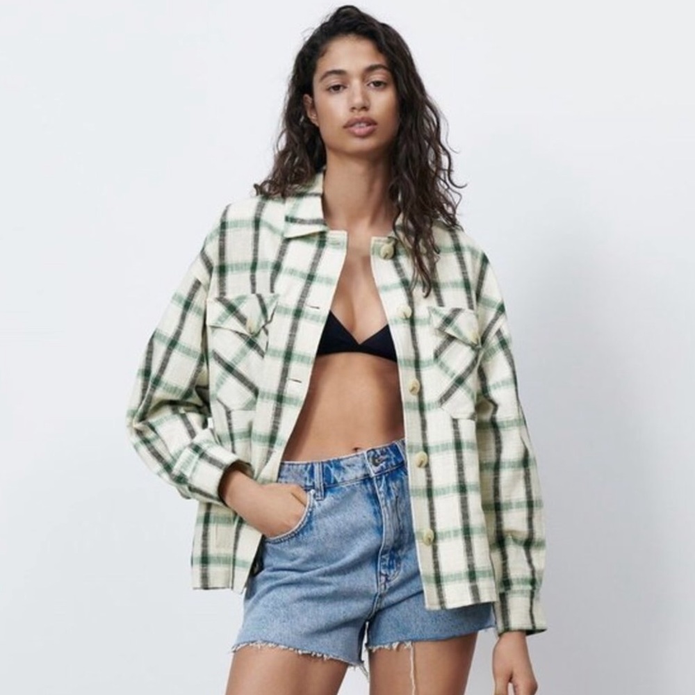 NWT Zara Plaid Overshirt Shacket